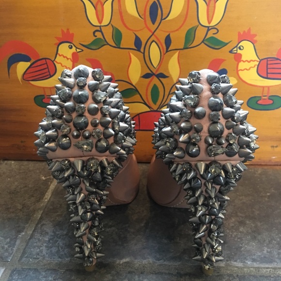 Sam Edelman Lorissa Nude Peep Toe Stud Heels Sz 6M - Picture 4 of 6